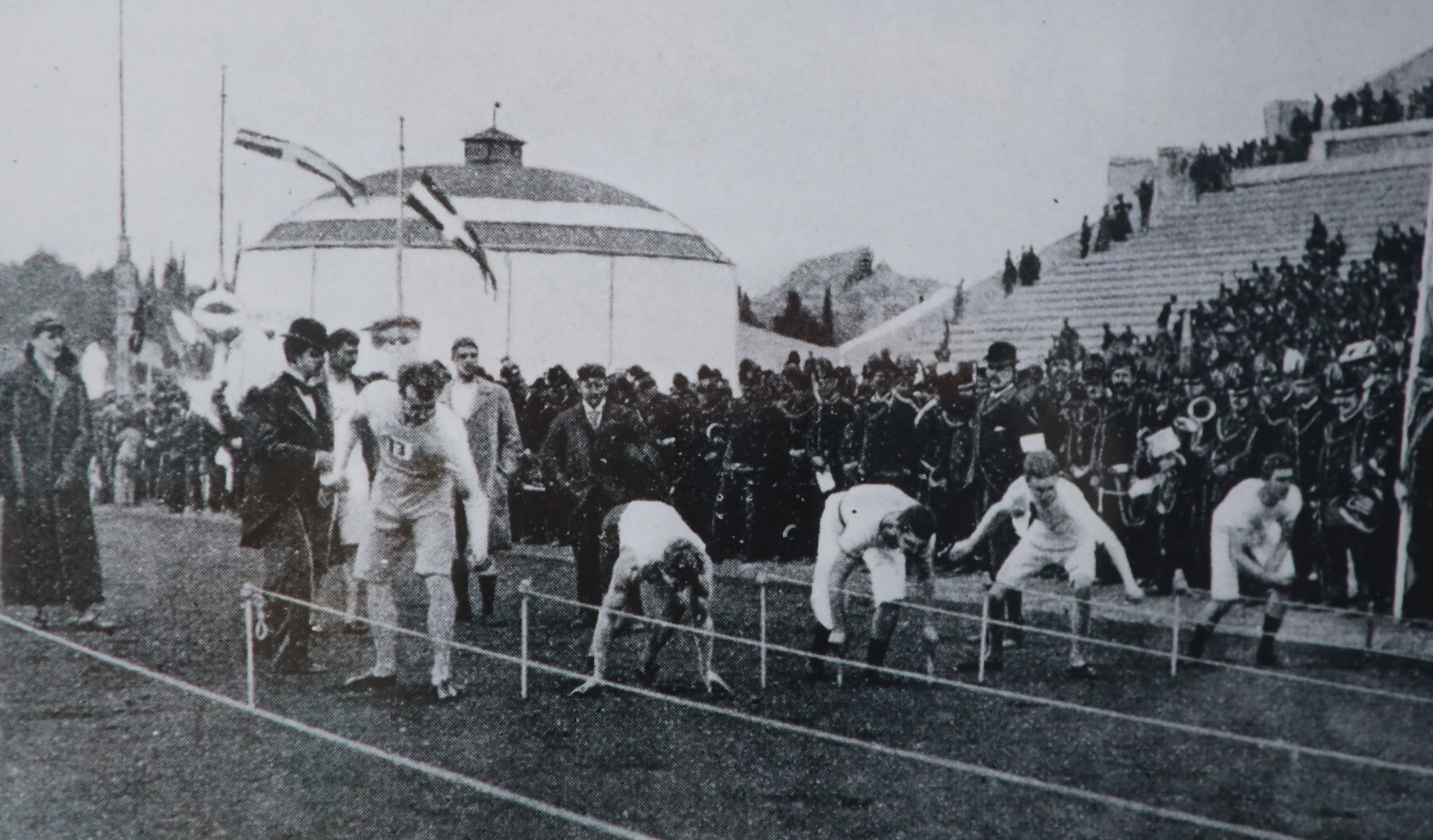 A group of ten assorted photographs of Olympic athletes, approximately 37 x 57cm